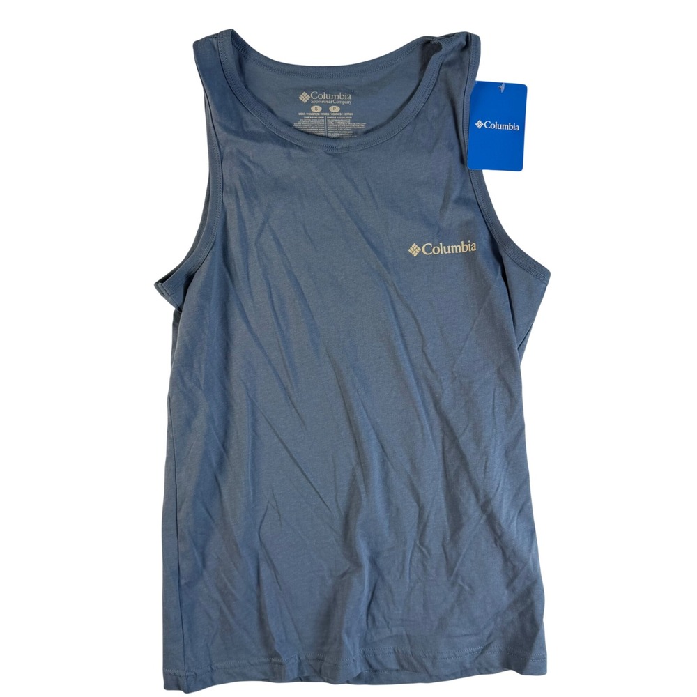 Columbia Sportswear Company Mens Graphic Tank Top‎ Blue Cotton Polyester Small